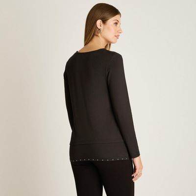 Imagen 2 del producto Polera Camel Manga Larga con Estampado Frontal y Aplicaciones