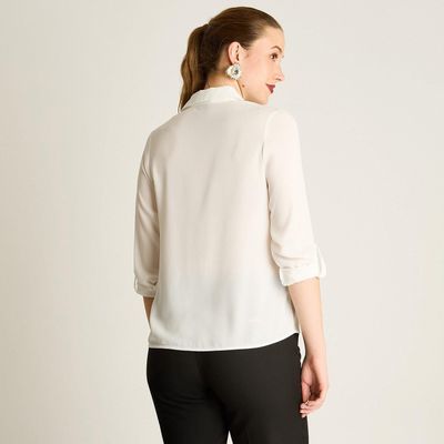 Imagen 2 del producto Blusa Camisera Georgette Crudo Básica