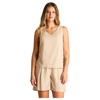 Blusa Beige Sin Mangas No Elasticado Sin Forro Calce Normal