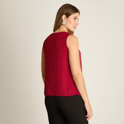 Imagen 2 del producto Blusa Sin Mangas Roja con Doble Capa y Escote V