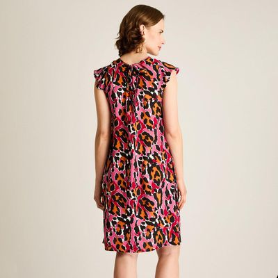 Imagen 2 del producto Vestido Corto Magenta No Elasticado Sin Forro Calce Holgado