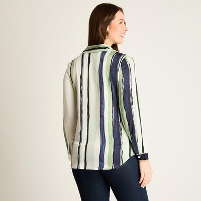 Imagen 2 del producto Blusa Menta Rayada con Estilo Camisero