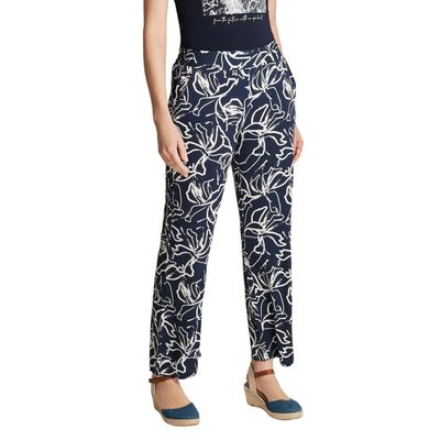 Pantalón Palazzo Azul Con Pretina Ancha