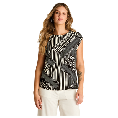 Blusa Negro Manga Corta No Elasticado Sin Forro Calce Holgado