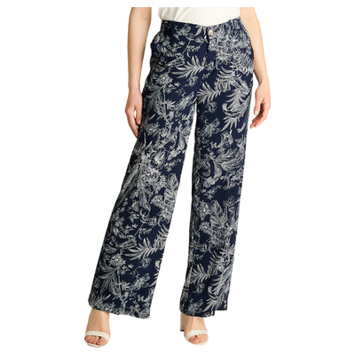 Pantalón Casual Palazzo Azul Estampado