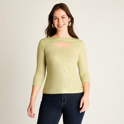 Imagen 1 del producto Polera Verde con Diseño Cruzado