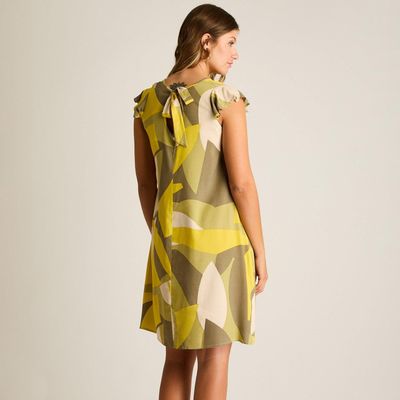 Imagen 2 del producto Vestido Corto Verde No Elasticado Sin Forro Calce Holgado