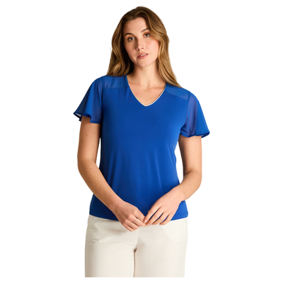 Imagen 1 del producto Polera Azul Oscuro Manga Corta con Volantes