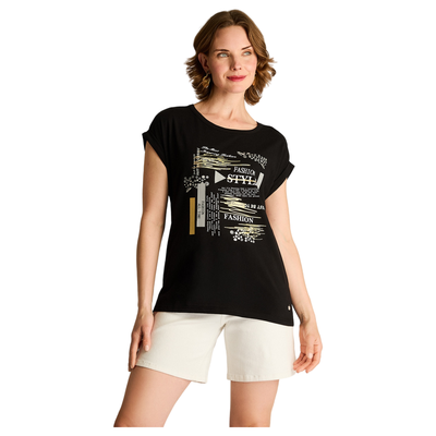 Polera Negro Manga Corta Calce Normal