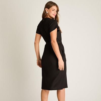 Imagen 2 del producto Vestido Midi Negro Elasticidad Media Sin Forro Calce Normal