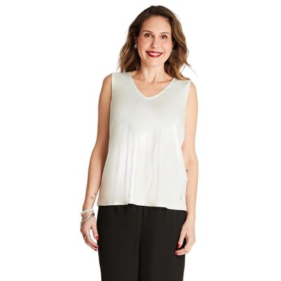 Polera Plata Sin Manga Cuello V