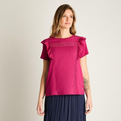 Polera Magenta con Volantes