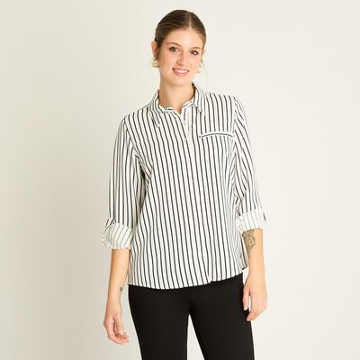 Blusa Blanca con Rayas Finas
