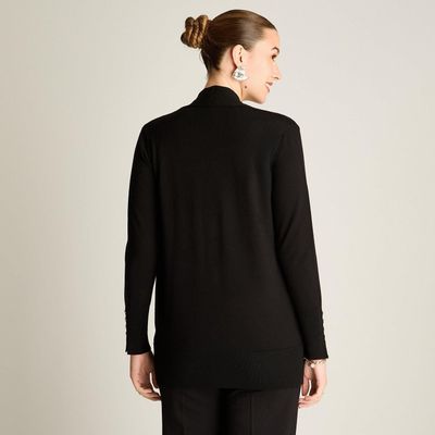 Imagen 2 del producto Tapado Negro Tejido Largo con Bolsillos