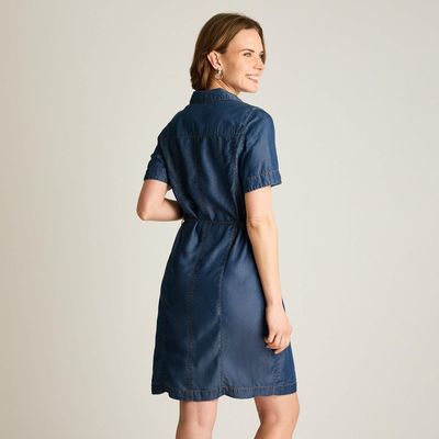 Imagen 2 del producto Vestido Corto Azul Camisero con Cintura Ajustable