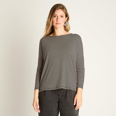 Polera Camel Manga Larga Elasticidad Media Sin Forro Calce Holgado