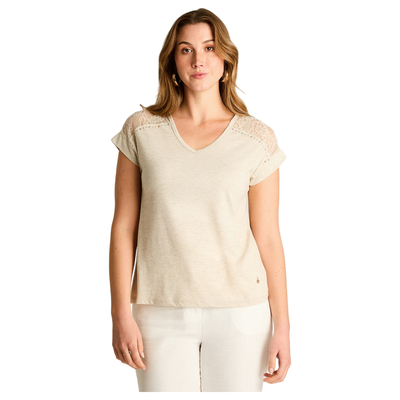 Imagen 1 del producto Polera Beige Tejida con Detalle Brillante