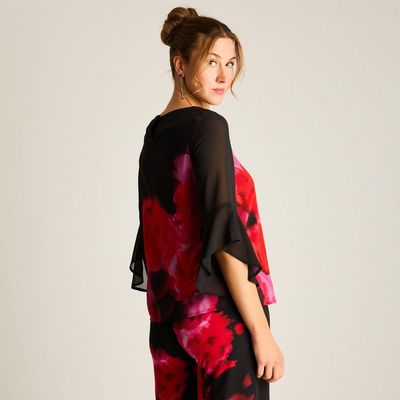 Imagen 2 del producto Túnica Floral en Contraste Negro