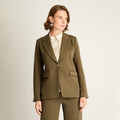 Blazer Verde con Forro y Puño Interior Estampado