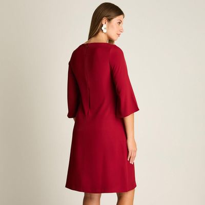 Imagen 2 del producto Vestido Midi Rojo Midi Elasticidad Nula Con Forro Calce Normal Tela Plano