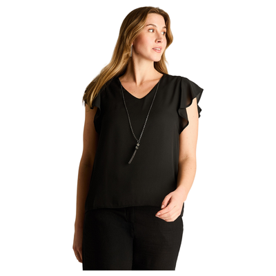 Blusa Negra Volantes &amp; Collar