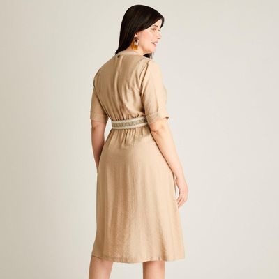 Imagen 2 del producto Vestido Midi Beige Baja elasticidad Sin Forro Calce Normal
