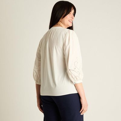 Imagen 2 del producto Blusa Blanco Manga 3/4 No Elasticado Sin Forro Calce Normal