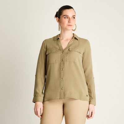 Blusa Verde con Estilo Safari