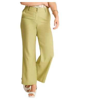 Pantalón Verde Palazzo de Lino y Viscosa