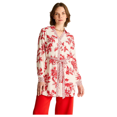 Blusa Roja Estampado Floral con Lazo