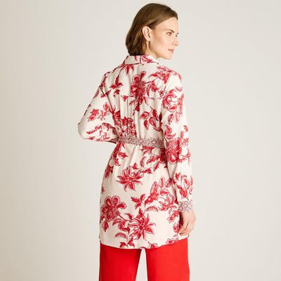 Imagen 2 del producto Blusa Roja Estampado Floral con Lazo