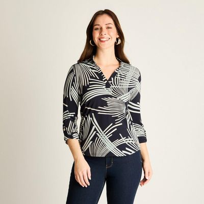 Polera Azul Estampado Abstracto