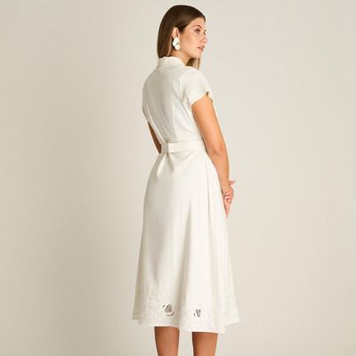 Imagen 2 del producto Vestido Midi Crudo con Bordado y Cinturón