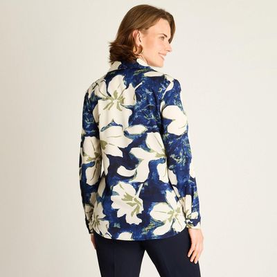 Imagen 2 del producto Blusa Azul Estampada con Caída Fluida