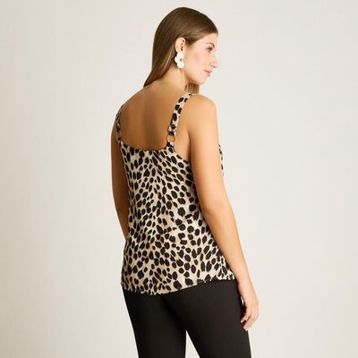 Imagen 2 del producto Blusa Pabilo Lencera Café Animal Print con Tirantes Ajustables