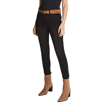 Skinny Jeans Negro Con Cinturón