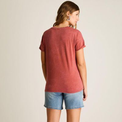 Imagen 2 del producto Polera Terracota Manga Corta Elasticidad Media Sin Forro Calce Normal