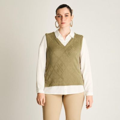 Polera Verde Estilo Doble Pieza