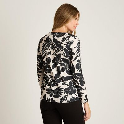 Imagen 2 del producto Polera Negra Estampada Escote Redondo Hot Touch