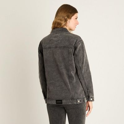 Imagen 2 del producto Casaca Mezclilla Gris Oscuro Estilo Oversize Clásica