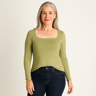 Imagen 2 del producto Polera Verde Cuello Cuadrado