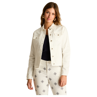 Imagen 1 del producto Casaca Mezclilla Blanco Manga Larga Elastizado Sin Forro Calce Holgado