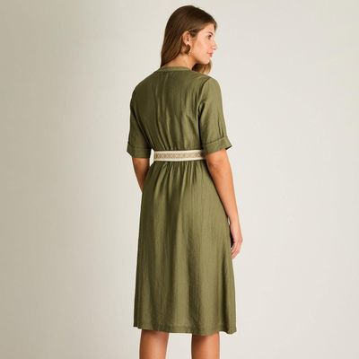 Imagen 2 del producto Vestido Midi Verde Baja elasticidad Sin Forro Calce Normal