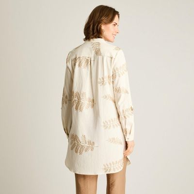 Imagen 2 del producto Tapado Beige Manga 3/4 con Estampado Fino