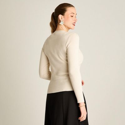 Imagen 2 del producto Sweater Arena Manga Larga con Escote en V y Botones