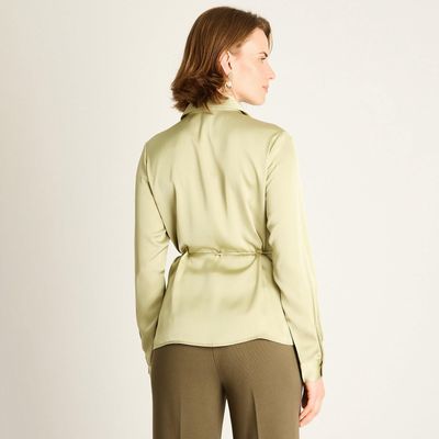 Imagen 2 del producto Blusa Verde con Amarra en la Cintura