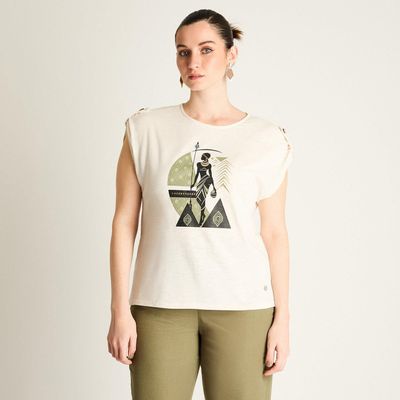 Polera Arena con Estampa Tribal