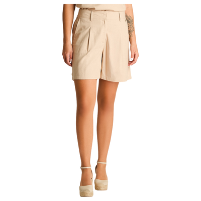 Bermuda Beige con Pliegues Frontales