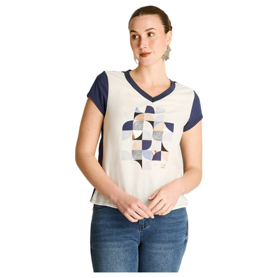 Imagen 1 del producto Polera Indigo Manga Corta Elasticidad Media Sin Forro Calce Normal Tela Punto Y Plano