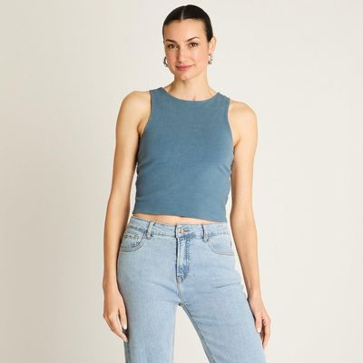 Polera Crop Top Indigo Sin Mangas